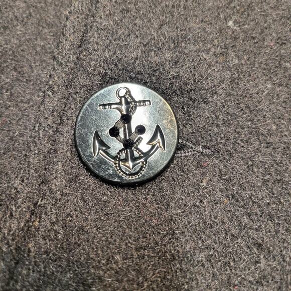 Sterlingwear Boston Pea Coat Mens 46L Black Wool Made in USA Navy Anchor Buttons - Picture 7 of 12